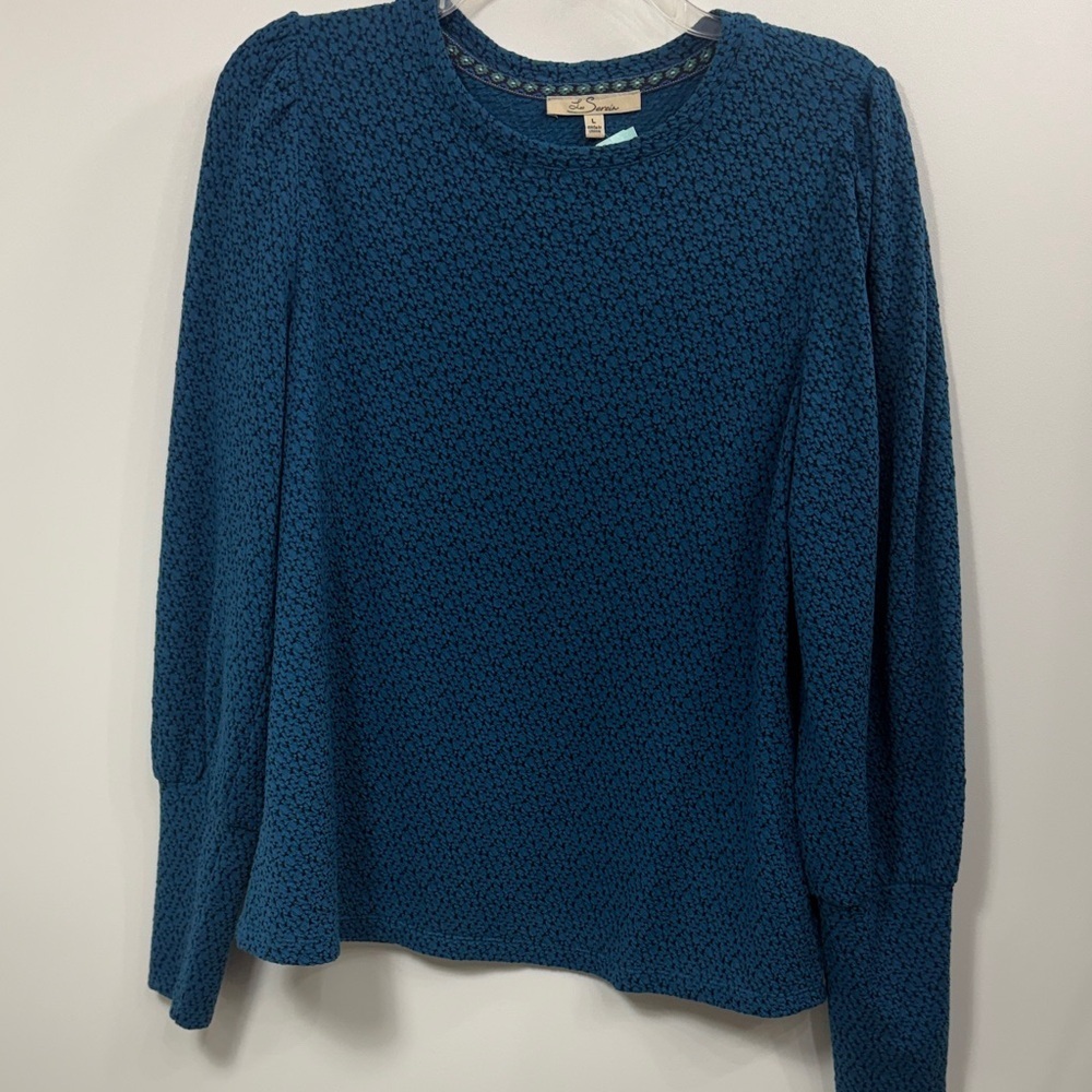 Les Serein Campinas Puff Sleeve Knit top Teal Green large.NWT.Stitch fix